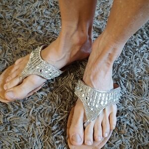 Elegant Silver Embellished Sandals